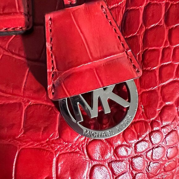 MICHAEL KORS Red Embossed Tote - Picture 6 of 11